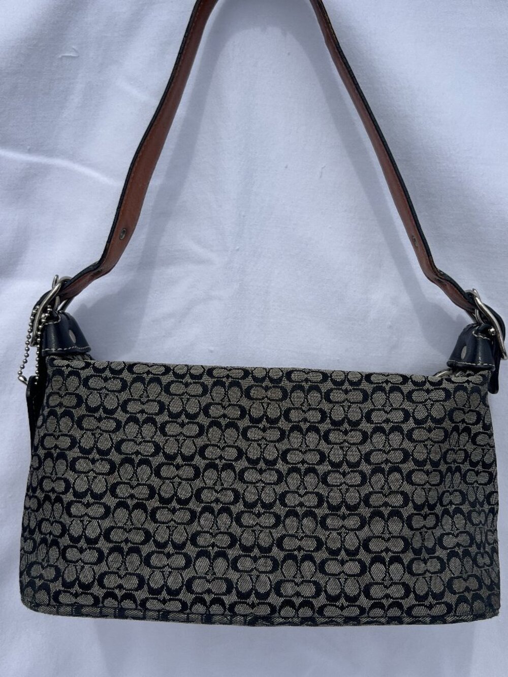 Coach Black Demi Mini Jacquard Monogram Canvas Shoulder Bag in Style 6332